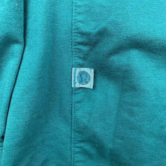 Lululemon Mens Shirt Small Teal Green Commission Long Sleeve Button Up Cotton - Picture 7 of 7